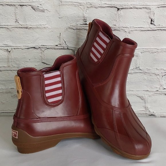 SPERRY 'SYREN COVE' RAIN BOOTS LEATHER PULL STRAP - Picture 16 of 16